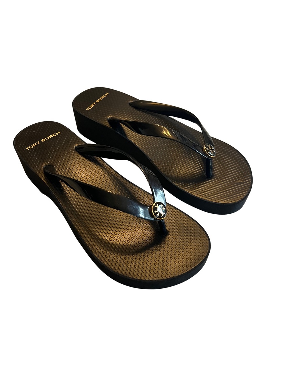 Tory Burch Black Platform Logo Thong Sandals - Picture 4 of 6